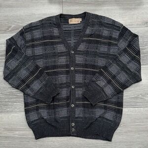 Vintage 80s/90s Standards 100% Virgin Wool Textured Grandpa Cardigan Mens L USA
